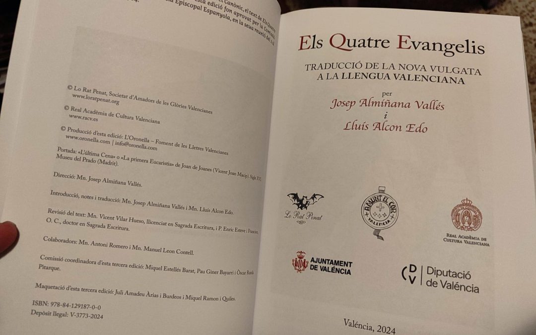 Lo Rat Penat i la RACV llancen una nova edició de “Els Quatres Evangelis” en llengua valenciana